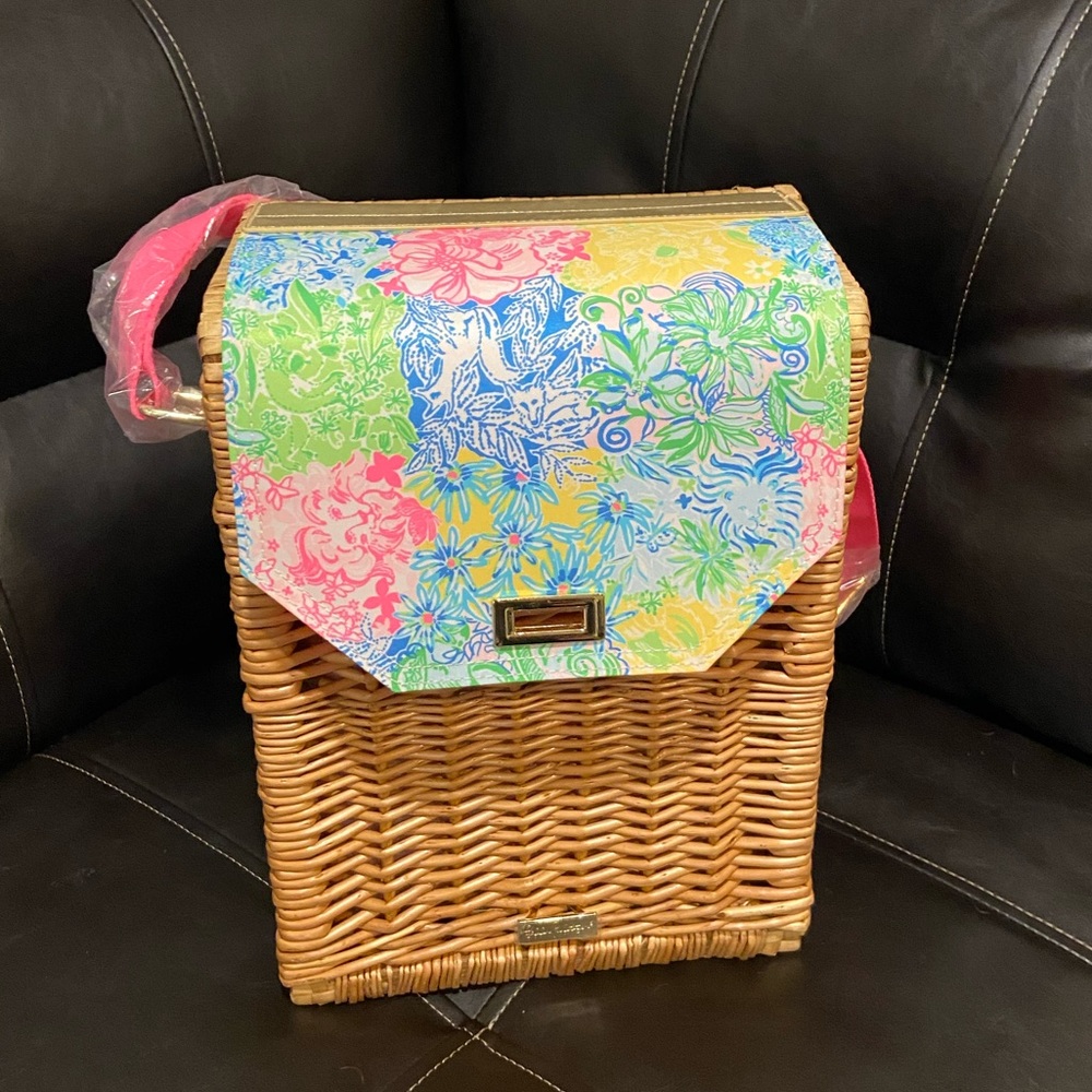 Lilly Pulitzer Wicker Wine Basket